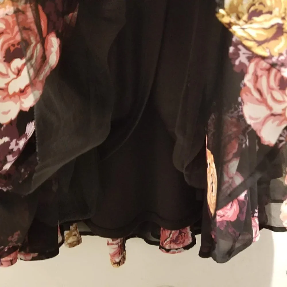 NEW Torrid Black Floral Chiffon Tulle Midi Skirt